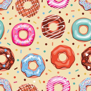 多彩甜甜圈图案背景