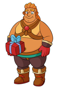 持礼盒的壮硕卡通人物