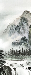 瀑布山水画