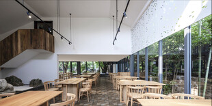 简约风木质户外餐厅空间