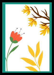 手绘花卉与枝叶图案