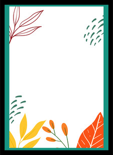 多彩植物边框空白背景图