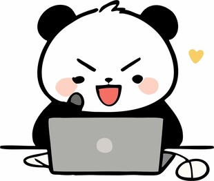 熊猫主播专注电脑前