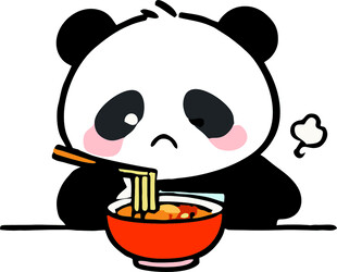 熊猫沮丧吃面条