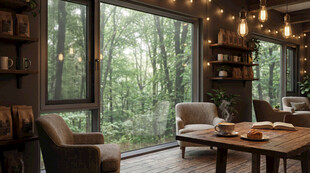 森林环绕的温馨室内空间