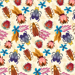 多彩花卉图案背景纹理