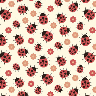 瓢虫花卉图案背景纹理