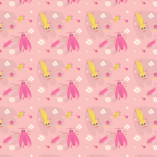 粉色卡通图案无缝背景图