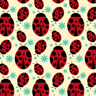 瓢虫雪花图案背景设计