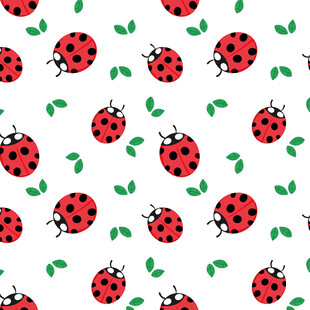 瓢虫绿叶图案无缝背景