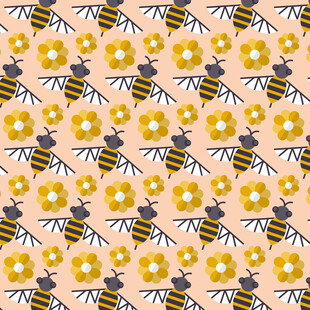 蜜蜂花朵图案背景纹理