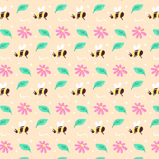 蜜蜂花卉图案背景纹理