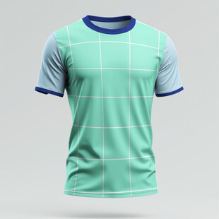 浅绿色拼接短袖运动T恤