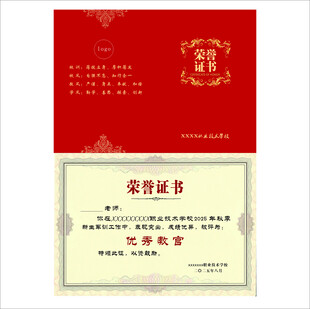 红色荣誉证书样式展示