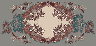 复古花纹圆形地毯图案
