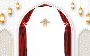 红色拱门装饰背景图