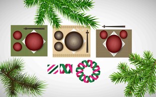 圣诞装饰礼盒与绿植摆件