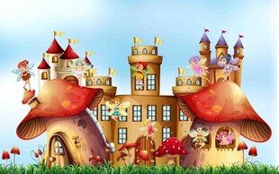 可爱卡通城堡与雪人形象