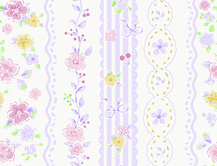 清新花卉条纹图案背景