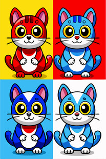 可爱卡通猫咪四格形象