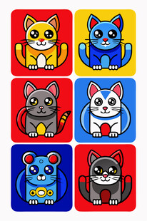 可爱卡通猫咪图标集合