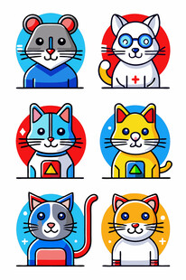 可爱卡通猫咪老鼠形象集