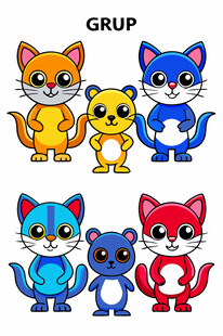 可爱卡通猫咪组合