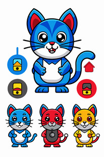 可爱卡通猫及多样造型