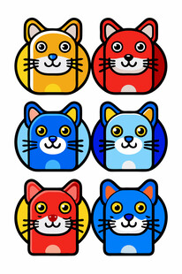多彩卡通猫咪图案集合