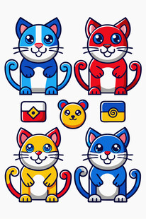 可爱多彩猫咪卡通形象