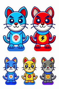 多彩卡通猫形象集合