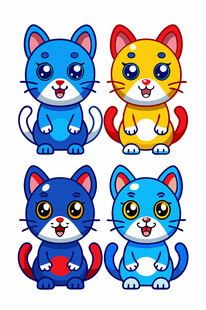 可爱卡通猫咪组合