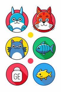 卡通动物与物品图标集合