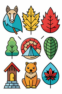 秋季户外元素图标集合