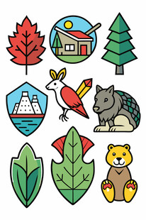 自然动物与风景图标集合