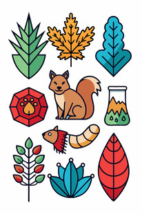 秋季动植物元素插画集