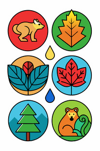 秋季动物与自然元素图标