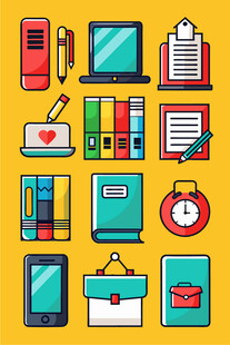 多彩办公学习用品图标集