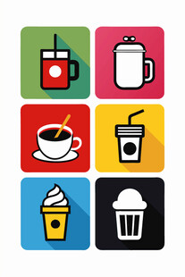 多彩咖啡茶饮图标集合
