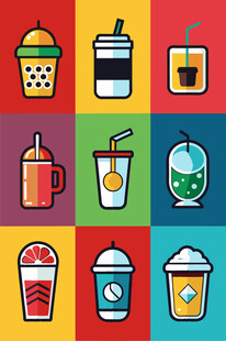 多彩饮品图标集合