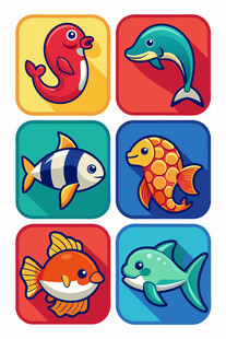 可爱海洋动物图标集