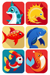 可爱海洋动物图标集合