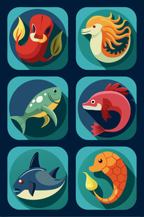 海洋动物图标集合