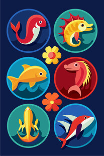 海洋生物图标集合