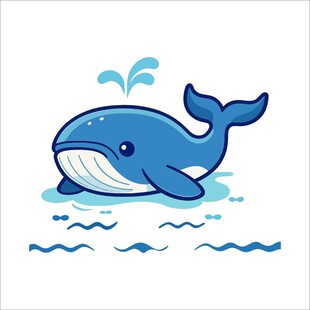 可爱蓝鲸在水中畅游