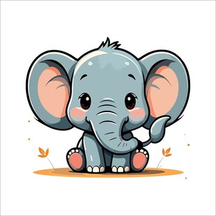 可爱小象插画萌趣十足