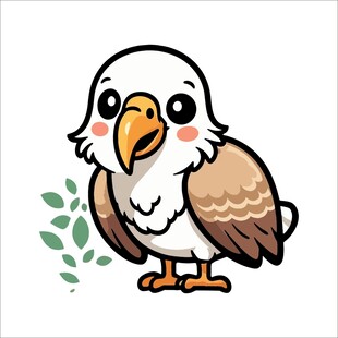 可爱卡通白头鹰插画