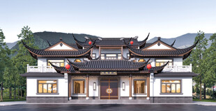 中式传统古建筑外观