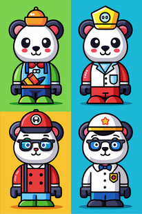 熊猫职业角色卡通形象