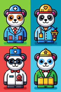 熊猫职业角色插画